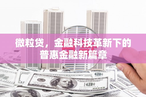 渭南微粒贷，金融科技革新下的普惠金融新篇章